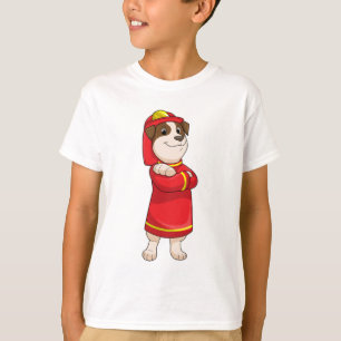 Hund als Feuerwehrmann mit Helmet T-Shirt