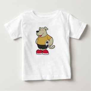 Hund als Fußballspieler mit Fußball Baby T-shirt