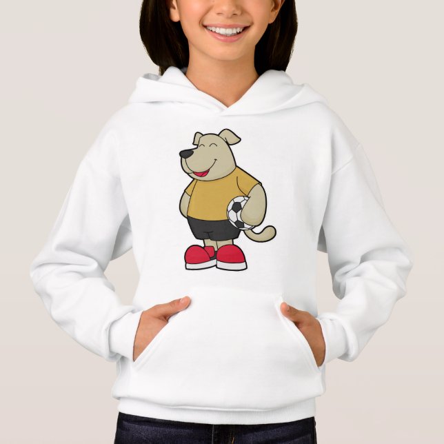 Hund als Fußballspieler mit Fußball Hoodie (Vorderseite)
