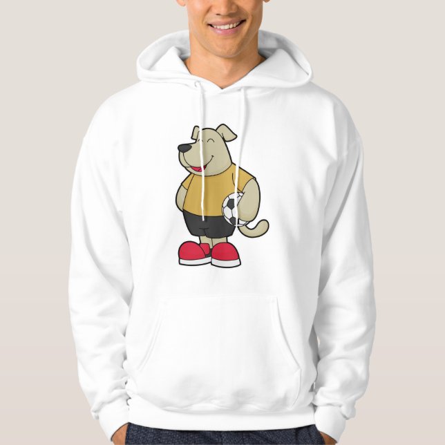 Hund als Fußballspieler mit Fußball Hoodie (Vorderseite)