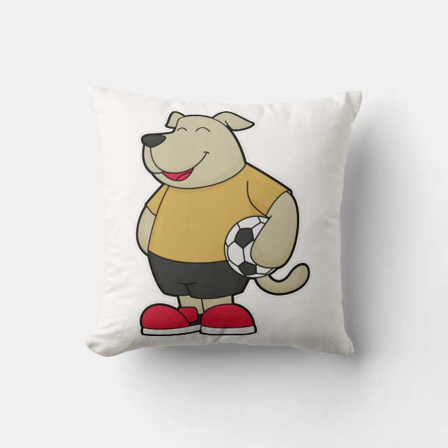Hund als Fußballspieler mit Fußball Kissen (Vorderseite)