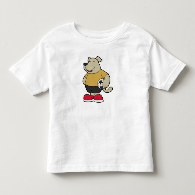 Hund als Fußballspieler mit Fußball Kleinkind T-shirt (Vorderseite)