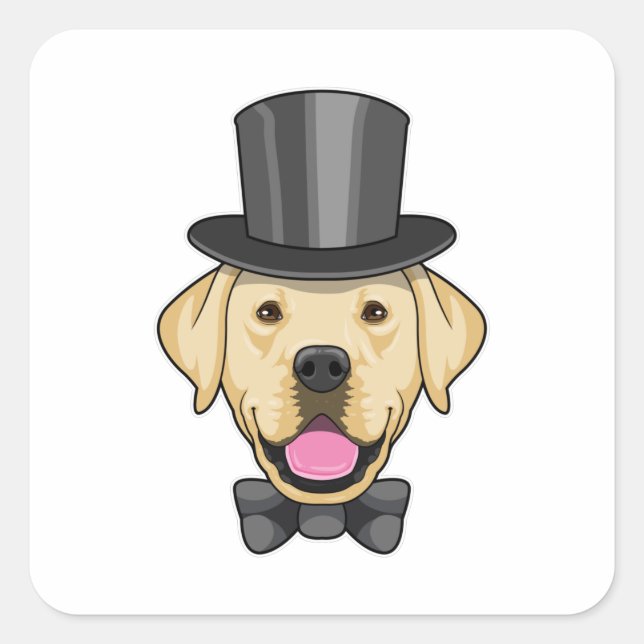 Hund als Groom mit Bow Quadratischer Aufkleber (Vorderseite)