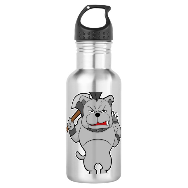Hund als Krieger mit Ax Edelstahlflasche (Vorderseite)