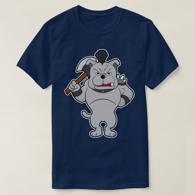 Hund als Krieger mit Ax T-Shirt (Design vorne)