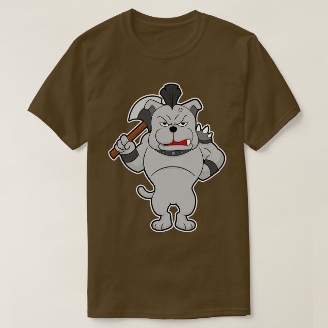 Hund als Krieger mit Ax T-Shirt (Design vorne)