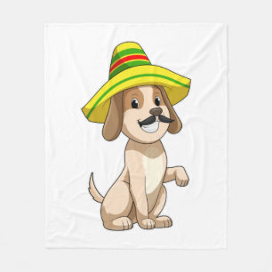 Hund als Mexikaner mit Strohhut Fleecedecke