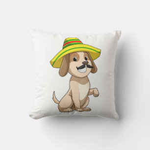 Hund als Mexikaner mit Strohhut Kissen