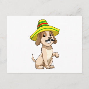 Hund als Mexikaner mit Strohhut Postkarte