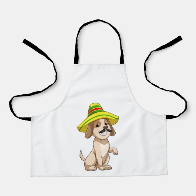 Hund als Mexikanerin mit Strohhut Schürze (Vorderseite)