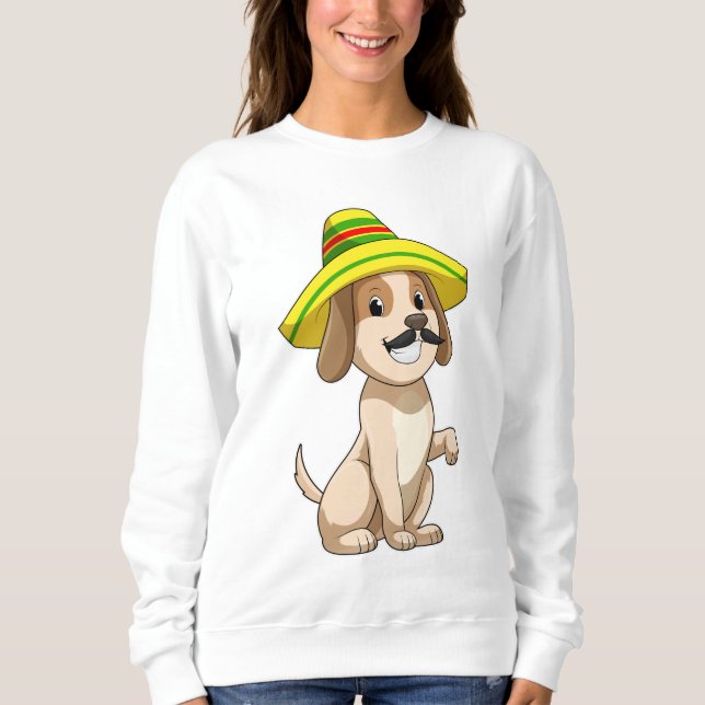 Hund als Mexikanerin mit Strohhut Sweatshirt (Vorderseite)