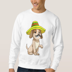 Hund als Mexikanerin mit Strohhut Sweatshirt