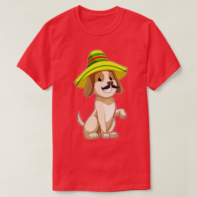 Hund als Mexikanerin mit Strohhut T-Shirt (Design vorne)