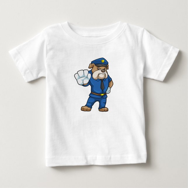 Hund als Polizeibeamter mit einheitlicher Baby T-shirt (Vorderseite)