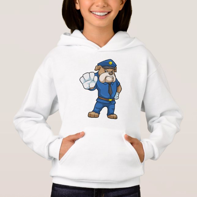 Hund als Polizeibeamter mit einheitlicher Hoodie (Vorderseite)