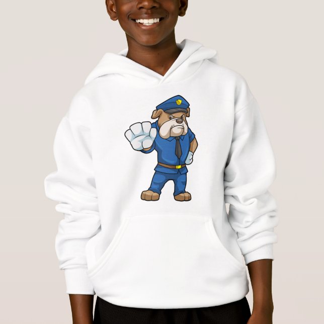 Hund als Polizeibeamter mit einheitlicher Hoodie (Vorderseite)