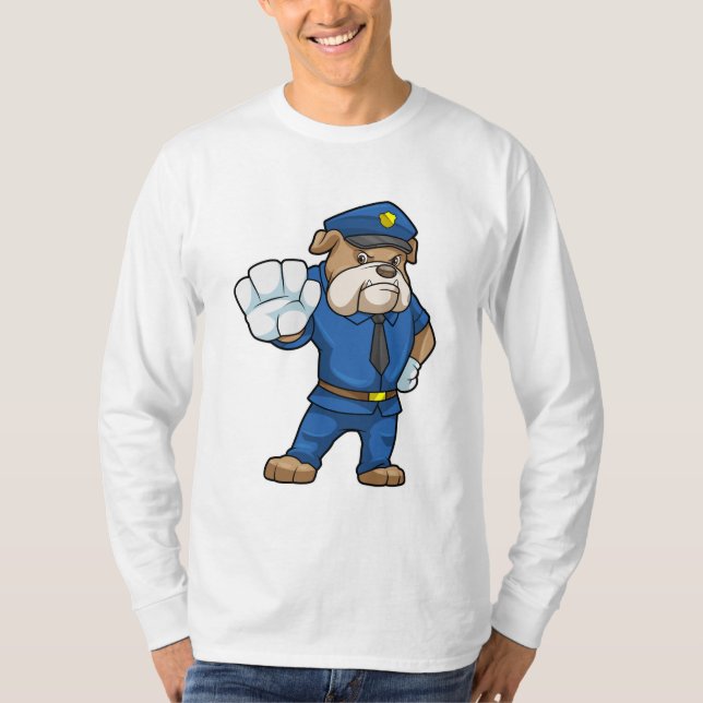Hund als Polizeibeamter mit einheitlicher T-Shirt (Vorderseite)