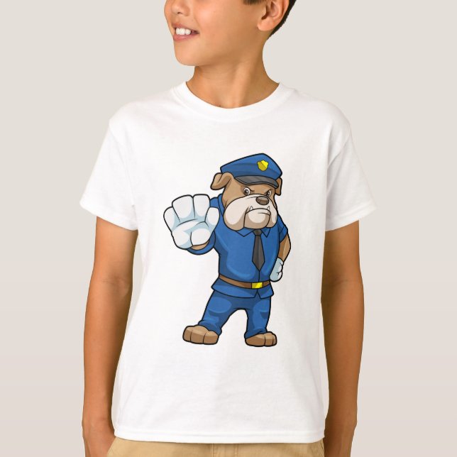 Hund als Polizeibeamter mit einheitlicher T-Shirt (Vorderseite)