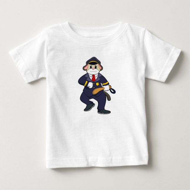 Hund als Polizeibeamter mit Polizeiuniform Baby T-shirt (Vorderseite)