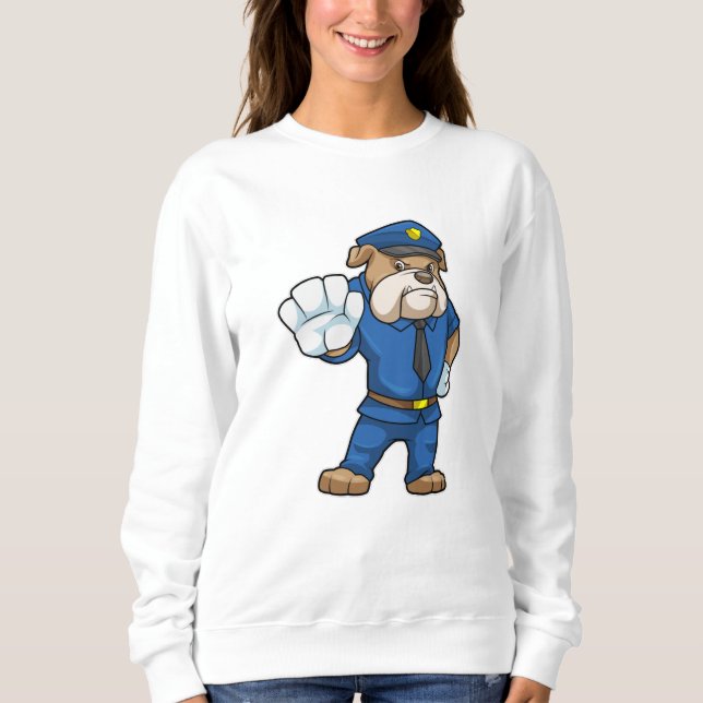 Hund als Polizeibeamter mit Polizeiuniform Sweatshirt (Vorderseite)