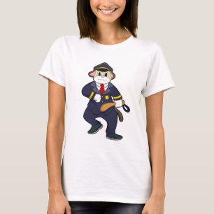 Hund als Polizeibeamter mit Polizeiuniform T-Shirt