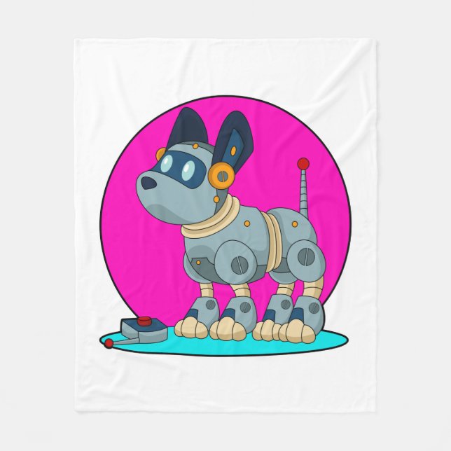 Hund als Roboter Fleecedecke (Vorderseite)