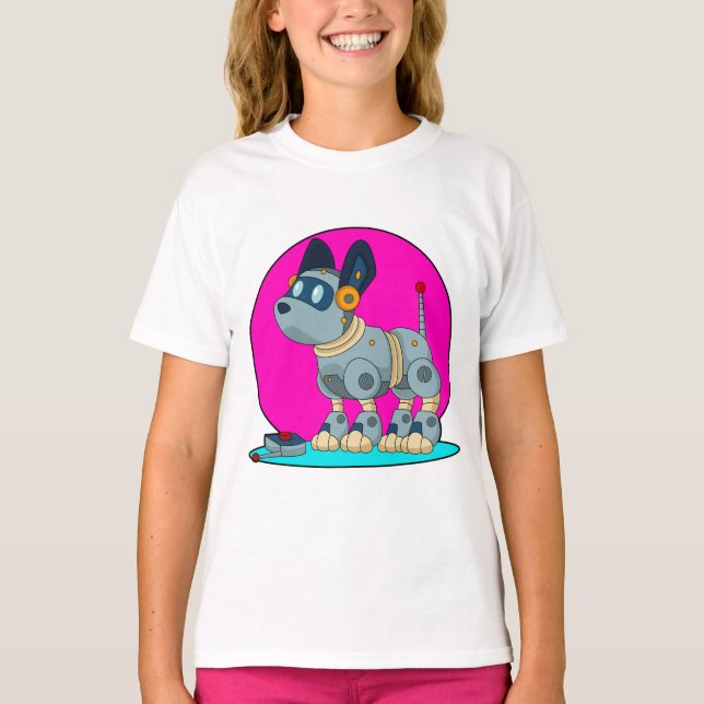 Hund als Roboter T-Shirt (Vorderseite)