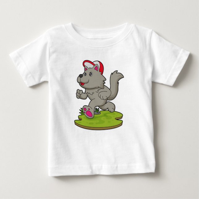 Hund als Runner mit Cap Baby T-shirt (Vorderseite)