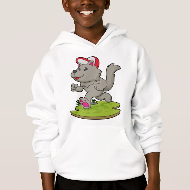 Hund als Runner mit Cap Hoodie (Vorderseite)