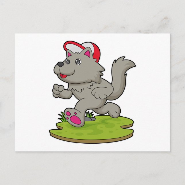 Hund als Runner mit Cap Postkarte (Vorderseite)