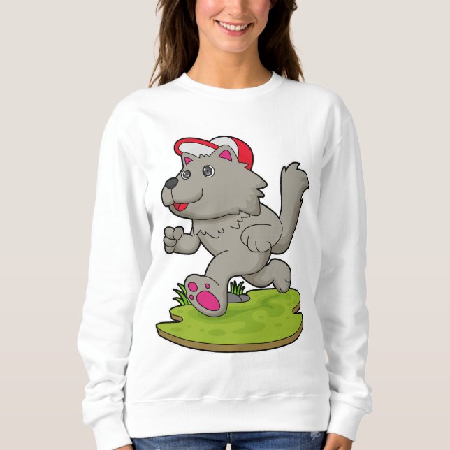 Hund als Runner mit Cap Sweatshirt (Vorderseite)