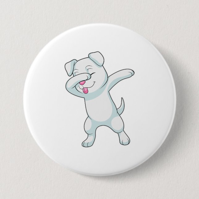 Hund am Hip Hop Dance Dab Button (Vorderseite)
