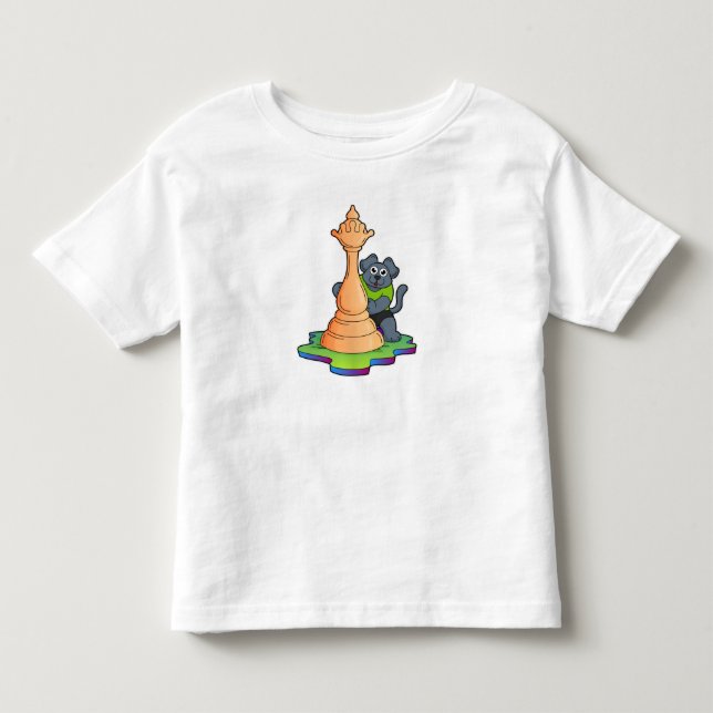 Hund am Schach mit Schachstück Königin Kleinkind T-shirt (Vorderseite)