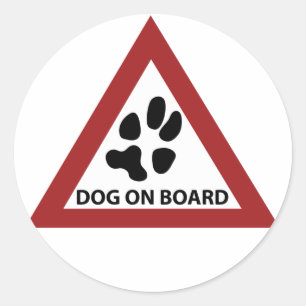 hund an bord runder aufkleber