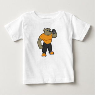 Hund an der Fitness mit Dumbell Baby T-shirt
