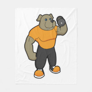 Hund an der Fitness mit Dumbell Fleecedecke