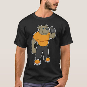 Hund an der Fitness mit Dumbell T-Shirt