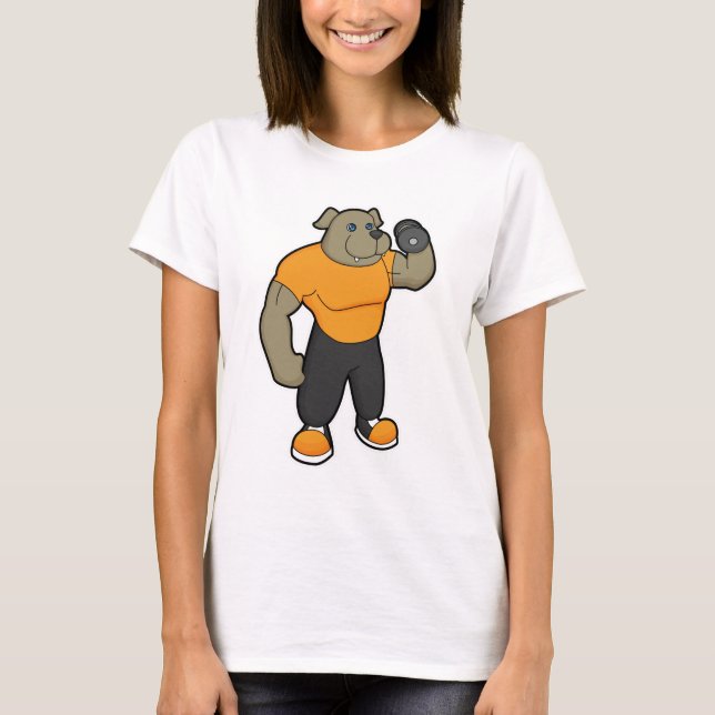 Hund an der Fitness mit Dumbell T-Shirt (Vorderseite)