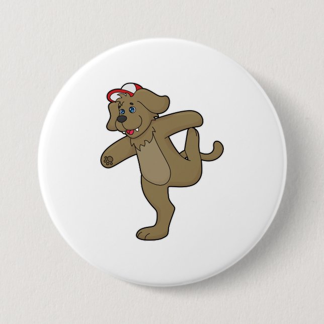 Hund an der Yoga-Fitness Button (Vorderseite)