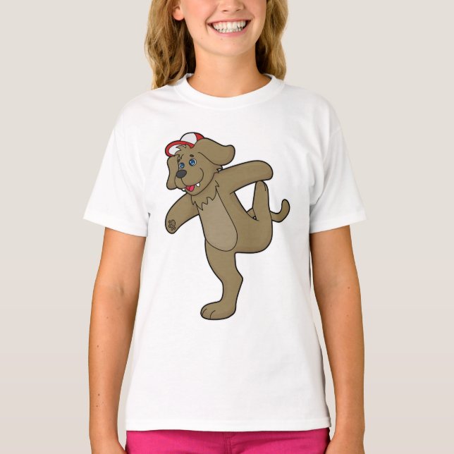 Hund an der Yoga-Fitness T-Shirt (Vorderseite)