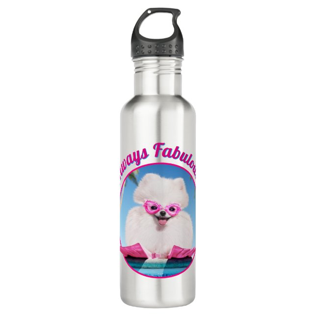 Hund an Schwimmern Edelstahlflasche (Vorderseite)