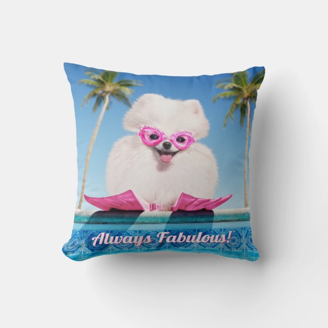 Hund an Schwimmern Kissen (Vorderseite)