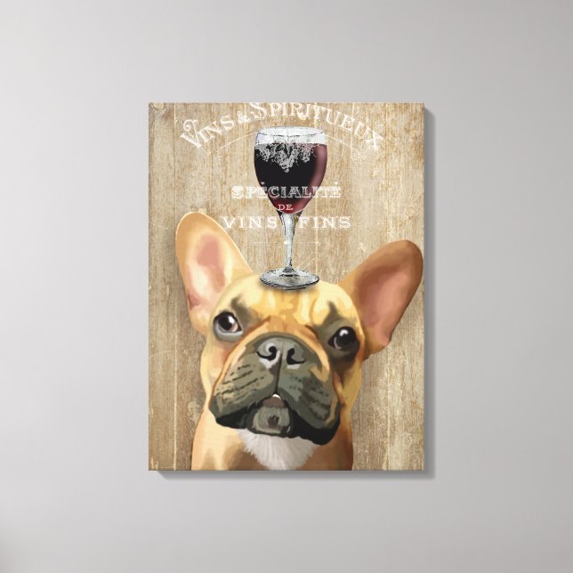 Hund Au Vin, Französischer Bulldogge Leinwanddruck (Vorderseite)