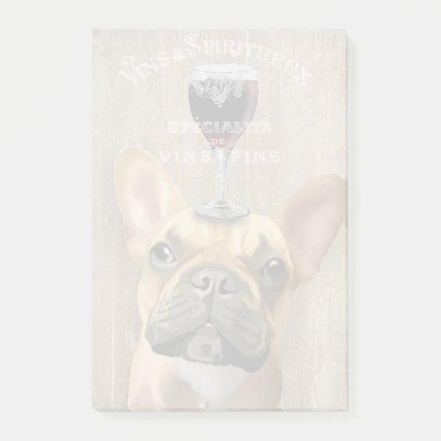 Hund Au Vin, Französischer Bulldogge Post-it Klebezettel (Vorderseite)