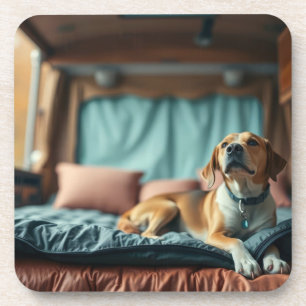 Hund auf Bett Getränkeuntersetzer