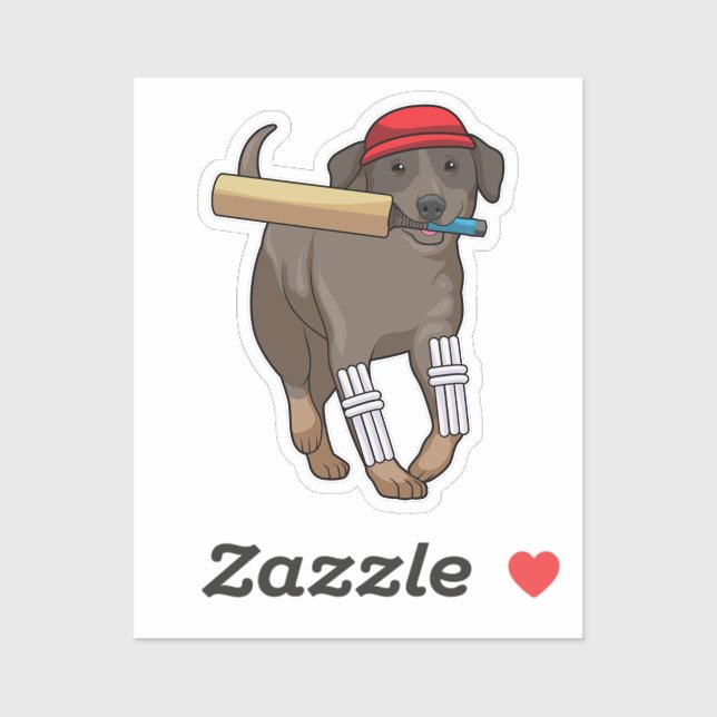 Hund auf Cricket mit Cricket-Fledermaus Aufkleber (Blatt)