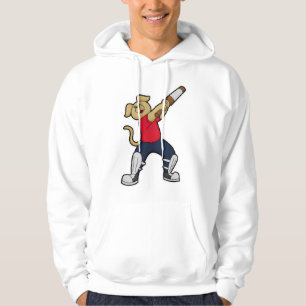Hund auf Cricket mit Cricket-Fledermaus Hoodie