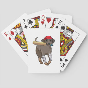 Hund auf Cricket mit Cricket-Fledermaus Spielkarten