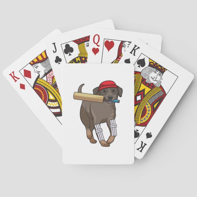 Hund auf Cricket mit Cricket-Fledermaus Spielkarten (Rückseite)