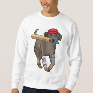 Hund auf Cricket mit Cricket-Fledermaus Sweatshirt